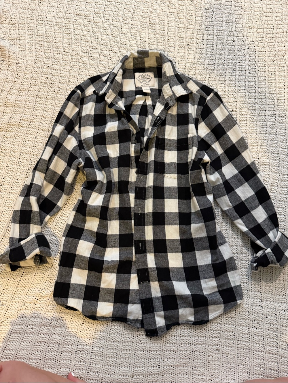 St. John's Bay Black & White Plaid Button-Down Shirt